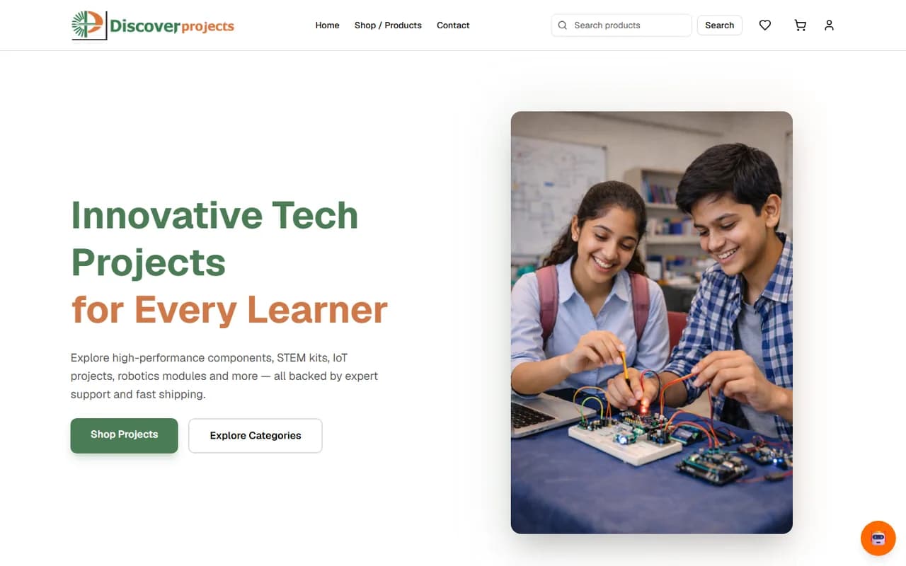 DiscoverProjects.com live website homepage